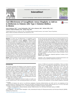 Cost-Effectiveness of Canagliflozin versus Sitagliptin as Add