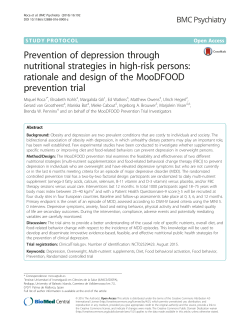 Prevention of depression through nutritional strategies in high