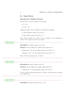 Square Roots - College of the Redwoods