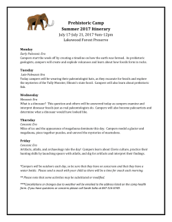 Prehistoric Camp Summer 2017 Itinerary