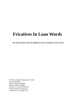 Fricatives In Loan Words - Utrecht University Repository