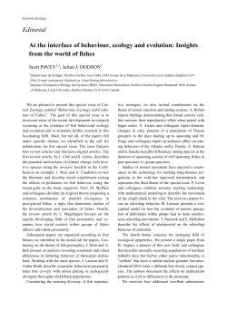 Editorial At the interface of behaviour, ecology and evolution