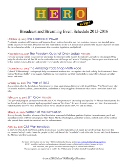 Broadcast and Streaming Event Schedule 2015-2016