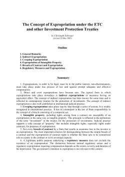 The Concept of Expropriation under the ETC and other Investment