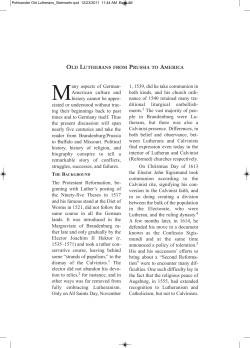 Pohlsander, Hans A. "Old Lutherans from Prissia to America."