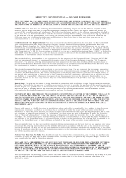 STRICTLY CONFIDENTIAL &mdash; DO NOT FORWARD