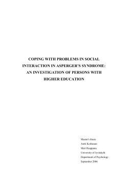coping with problems in social interaction in asperger`s syndrome
