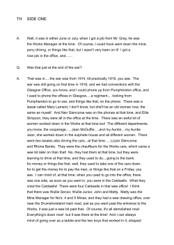 Oral history transcript - Museum of the Scottish Shale Oil Industry