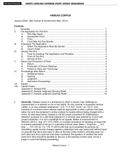 habeas corpus - NC Superior Court Judges` Benchbook