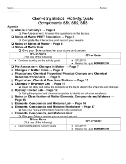 Chemistry Basics Activity Guide Components 8.5.1, 8.5.2, 8.5.3