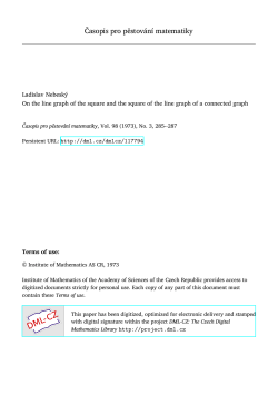 Časopis pro pěstov&aacute;n&iacute; matematiky - DML-CZ