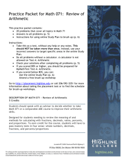 Practice Packet for Math 071: Review of Arithmetic