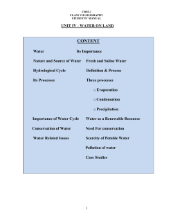 UNIT IV WATER &ndash; WATER ON LAND