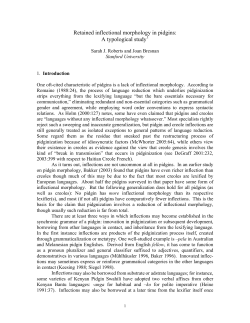 Retained inflectional morphology in pidgins