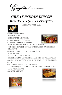 GREAT INDIAN LUNCH BUFFET - $13.95 everyday