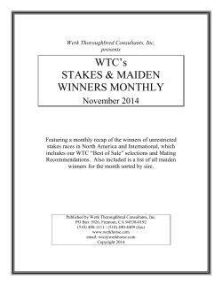 November 2014 - Werk Thoroughbred Consultants