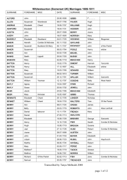 Whitestaunton (Somerset UK) Marriages 1606