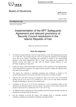Implementation of the NPT Safeguards Agreement and relevant
