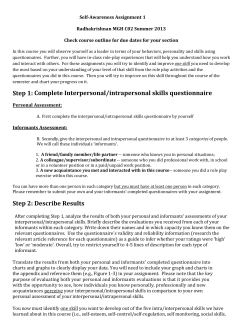 Step 1: Complete Interpersonal/intrapersonal skills questionnaire