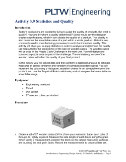 Activity 3.9 Statistics and Quality