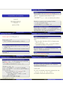 Computability and Complexity Example: Relatively Prime Solving