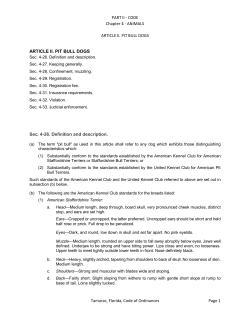 PART II - CODE Chapter 4 - ANIMALS ARTICLE II. PIT BULL DOGS