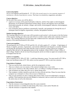 PY 208 Syllabus &ndash; Spring 2016 - NCSU Physics