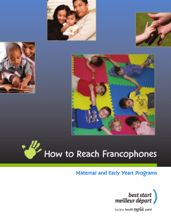 How to Reach Francophones - Best Start Resource Centre