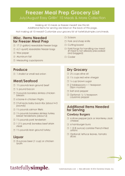 Grocery Lists - Tastefully Simple