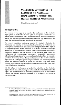 Henriss-Anderssen, D --- "Mandatory Sentencing: The Failure of the