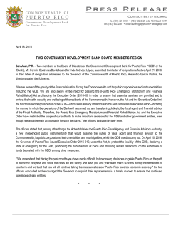April 18, 2016 - Government Development Bank for Puerto Rico