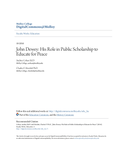 John Dewey: His Role in Public Scholarship to Educate for Peace