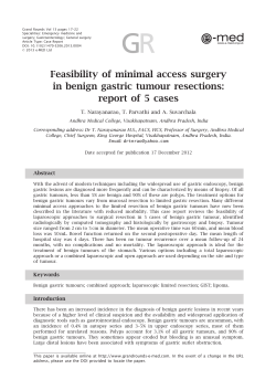 Feasibility of minimal access surgery in benign gastric tumour