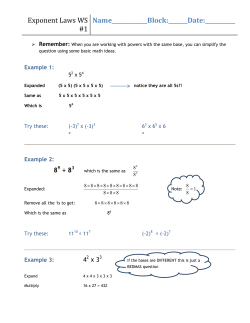 Exponent Laws WS #1 - SD43 Teacher Sites