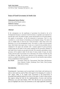 Issues of Good Governance in South Asia