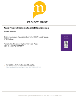 Anne Frank`s Changing Familial Relationships