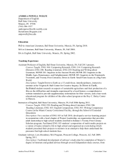 ANDREA POWELL WOLFE Department of English Ball State