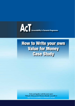 How to Write your own Value for Money Case Study