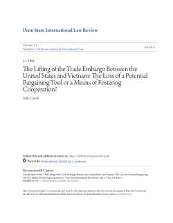 The Lifting of the Trade Embargo Between the United States and