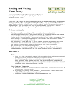 Reading and Writing About Poetry - Southeastern Louisiana University