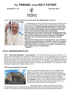 Foundation of Order &ndash; Pope Pius XI