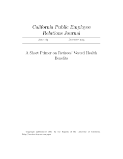 A Short Primer on Retirees` Vested Health Benefits