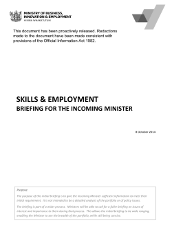 Briefing to the Incoming Minister for Tertiary Education, Skills