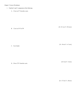 Chapter 3 Vectors Worksheets 1. Find the X and Y components of