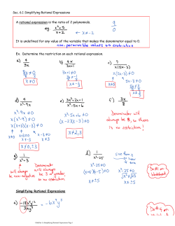 Sec. 6.1 Simplifying Rational Expressions0