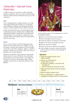 Calendar/ Sacred time Festivals