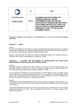 Clearing and Settlement of transactions on Italian