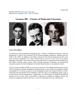German 380 &ndash; Classics of Modernist Literature