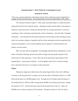 1 Situating Eugene V. Debs Within the Criminological Canon