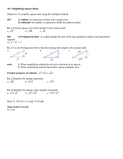 10.1 Simplifying Square Roots Objective - Rock Island